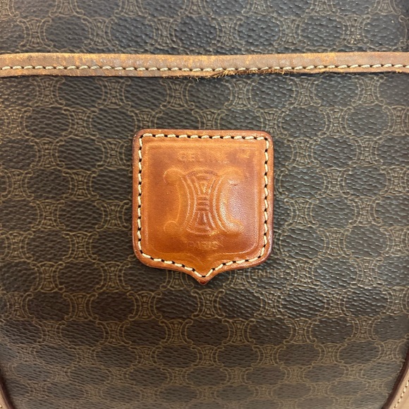 Celine Macadam Boston Triomphe coated canvas and leather handbag. - Picture 4 of 12